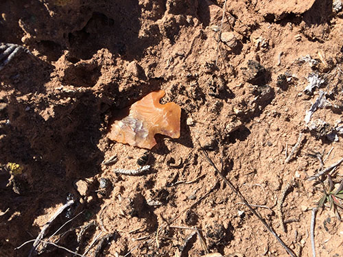 Projectile point found as part of archaeological survey.